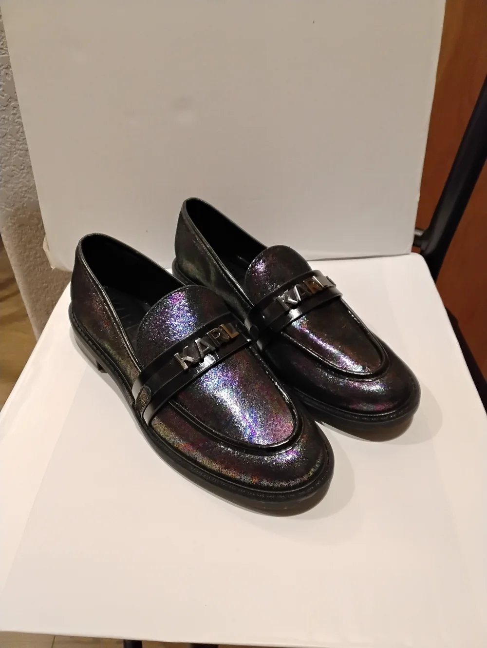 NWOT Karl Lagerfeld Iridescent Multi-Color Penny Loafers 6.5 Firm Price